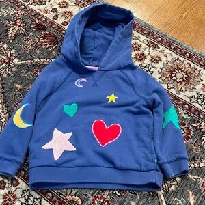 Mini Boden Girls Hoodie Size 3-4Y pockets moon stars appliqué